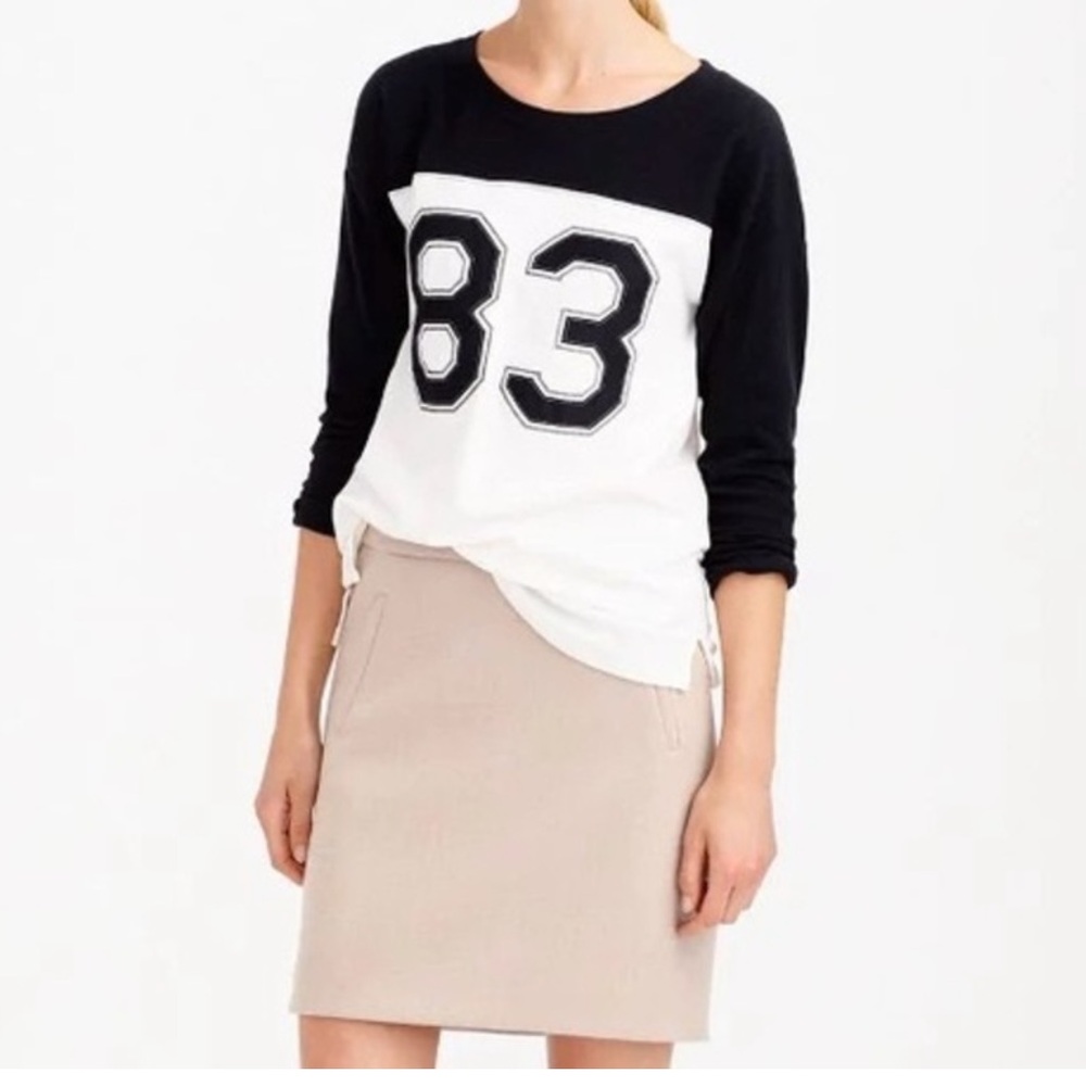 J Crew Football Navy White 83 three quarter sleeve top size  XL